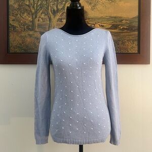 Benedetta B baby blue merino wool embroidered sweater pastel soft girl preppy